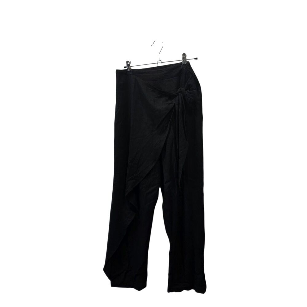 ANGIE Black Wrap Tie Palazzo Pants‎ Boho Wide Leg Sarong Overlay Women’s M